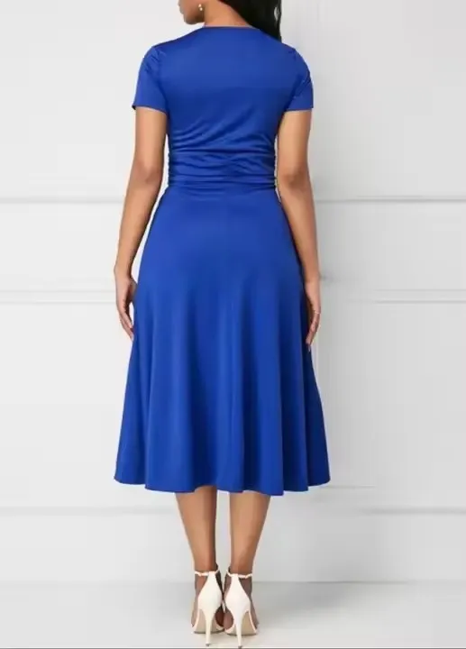 Nuevo vestido de noche largo de color sólido para mujeres, con escote en V sexy y cintura alta