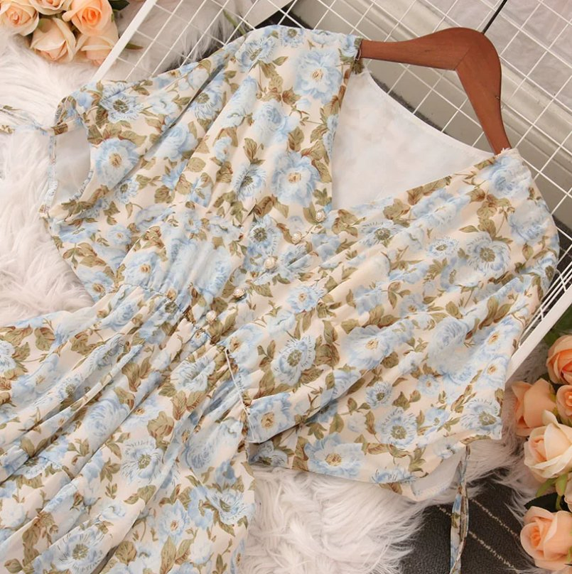 Vestido de hada largo y fluido vintage francés encantador para mujeres