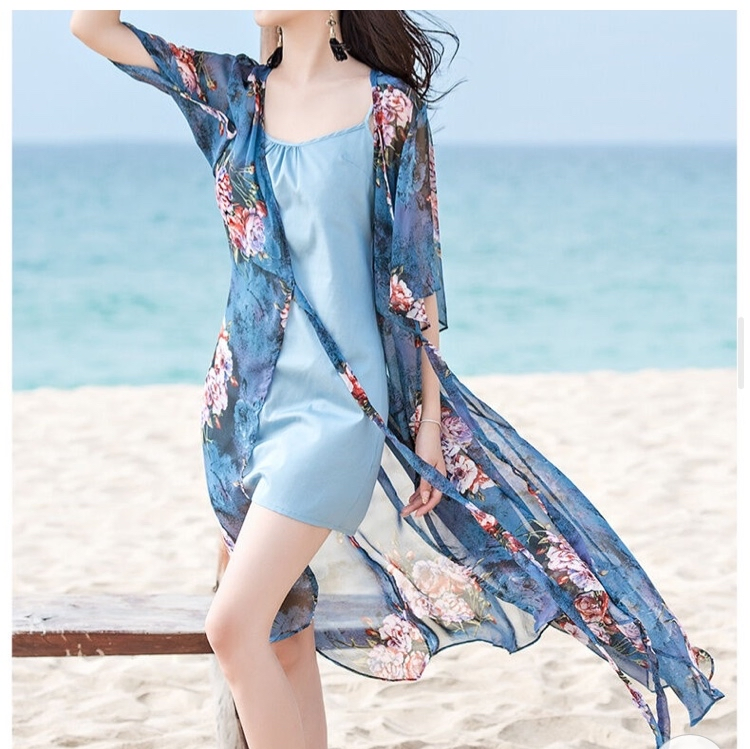 Verano 2020 Moda Sexy Beach Chiffon Imprimir de la mujer vestido de dos piezas
