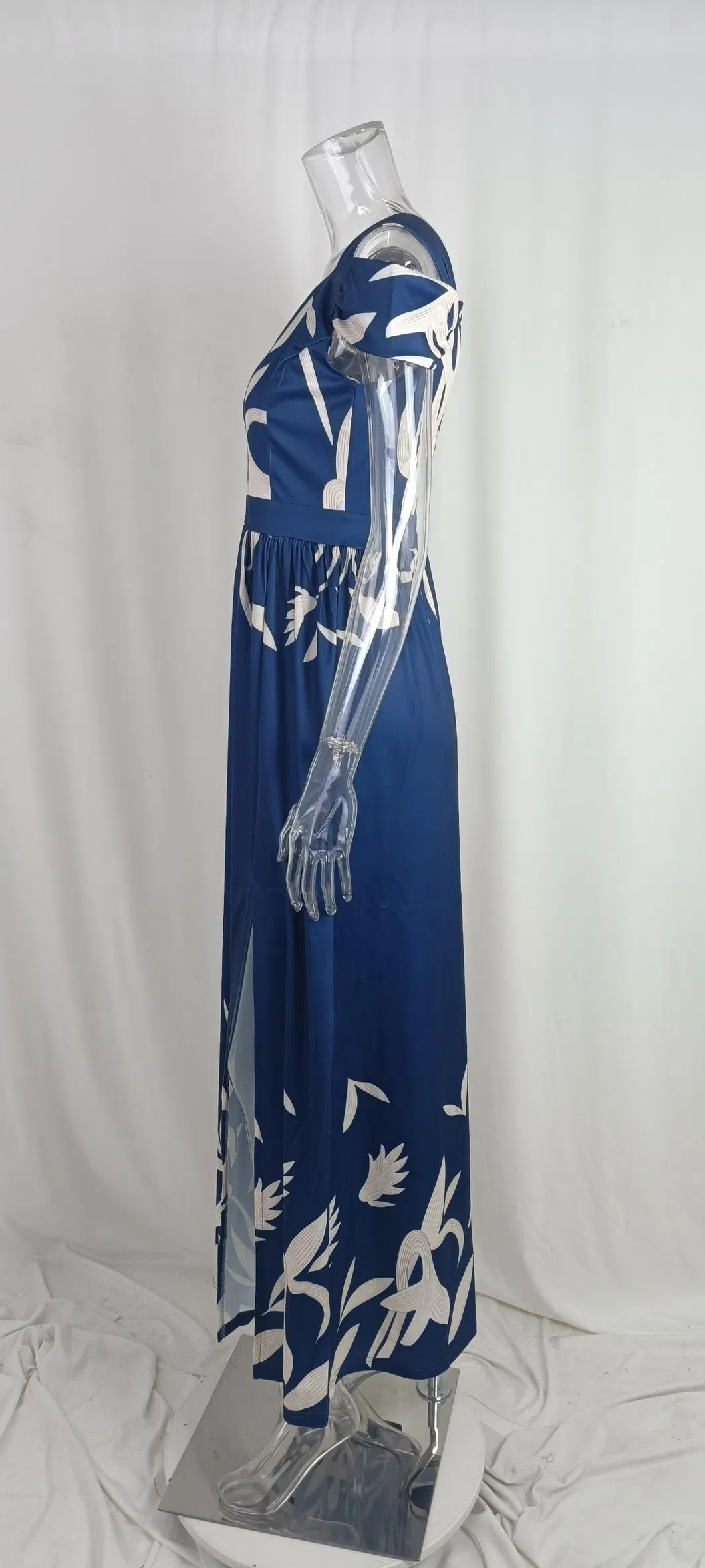 Venta Caliente Ropa Casual de Verano de Alta Calidad Vestido Elegante con Abertura Vestido de Noche para Mujeres Fiesta
