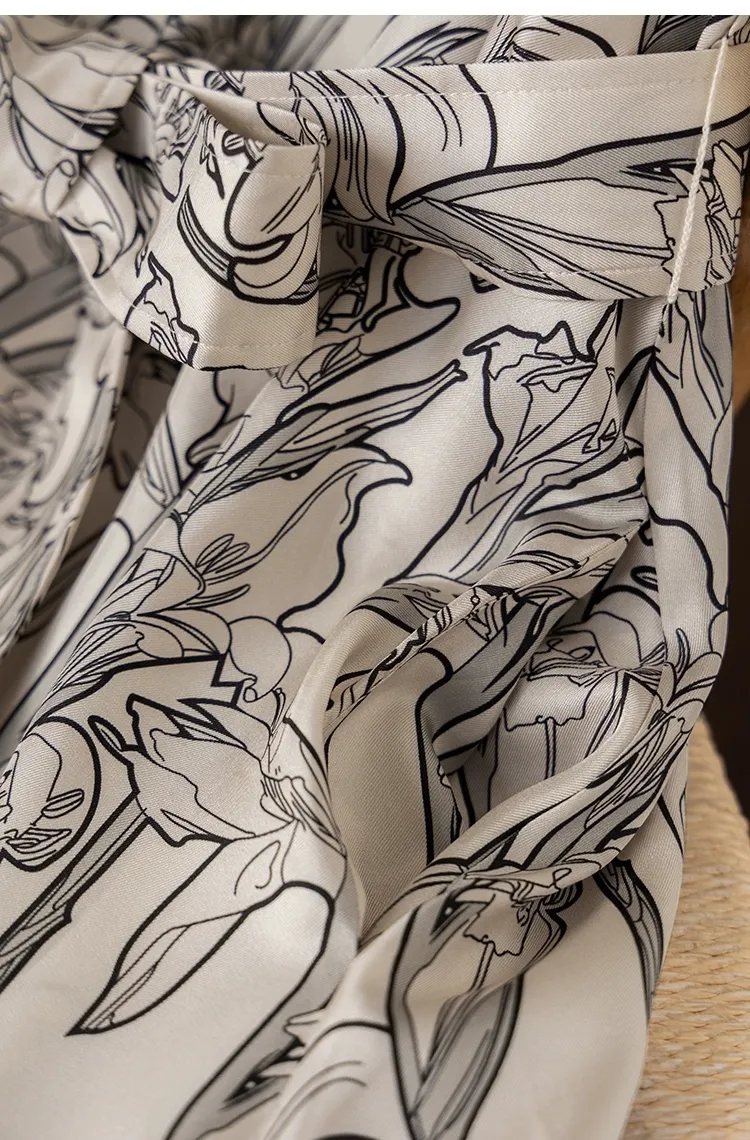 Vestido de camisa de seda impresa para mujer elegante de verano con cintura ajustada fabricación de prendas