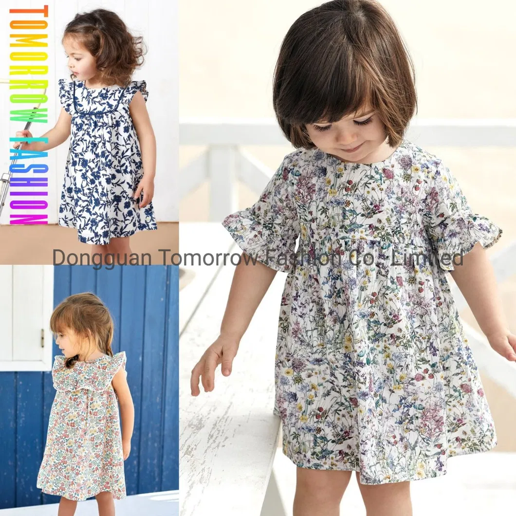 2026 Nuevas Llegadas Marca Privada Personalizada Mayorista Diseñadores Alta Calidad Moda Casual Verano Ropa Infantil Ropa para Niños Vestido de Niña con Floral