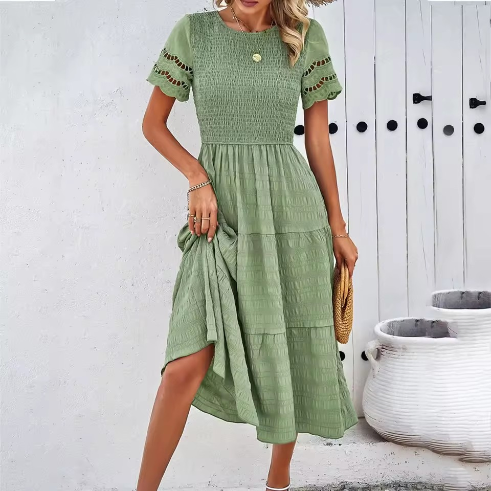 Primavera Nuevo Diseño Chic Vestidos Mini para Mujeres Hueco Cintura Adelgazante