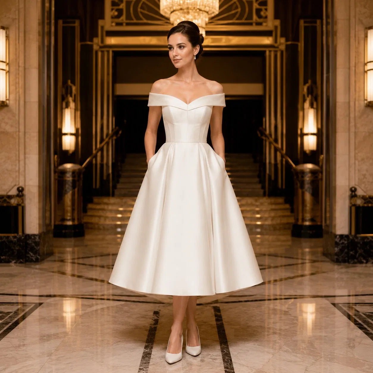 Listo para personalizar vestido de novia corto para mujeres con parte superior de encaje de lentejuelas para el mercado nupcial al por mayor