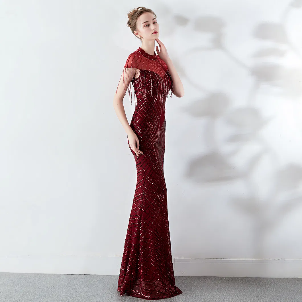Vestido de Sirena Largo Brillante para Mujeres – Elegante Vestido de Lentejuelas para Bodas y Galas