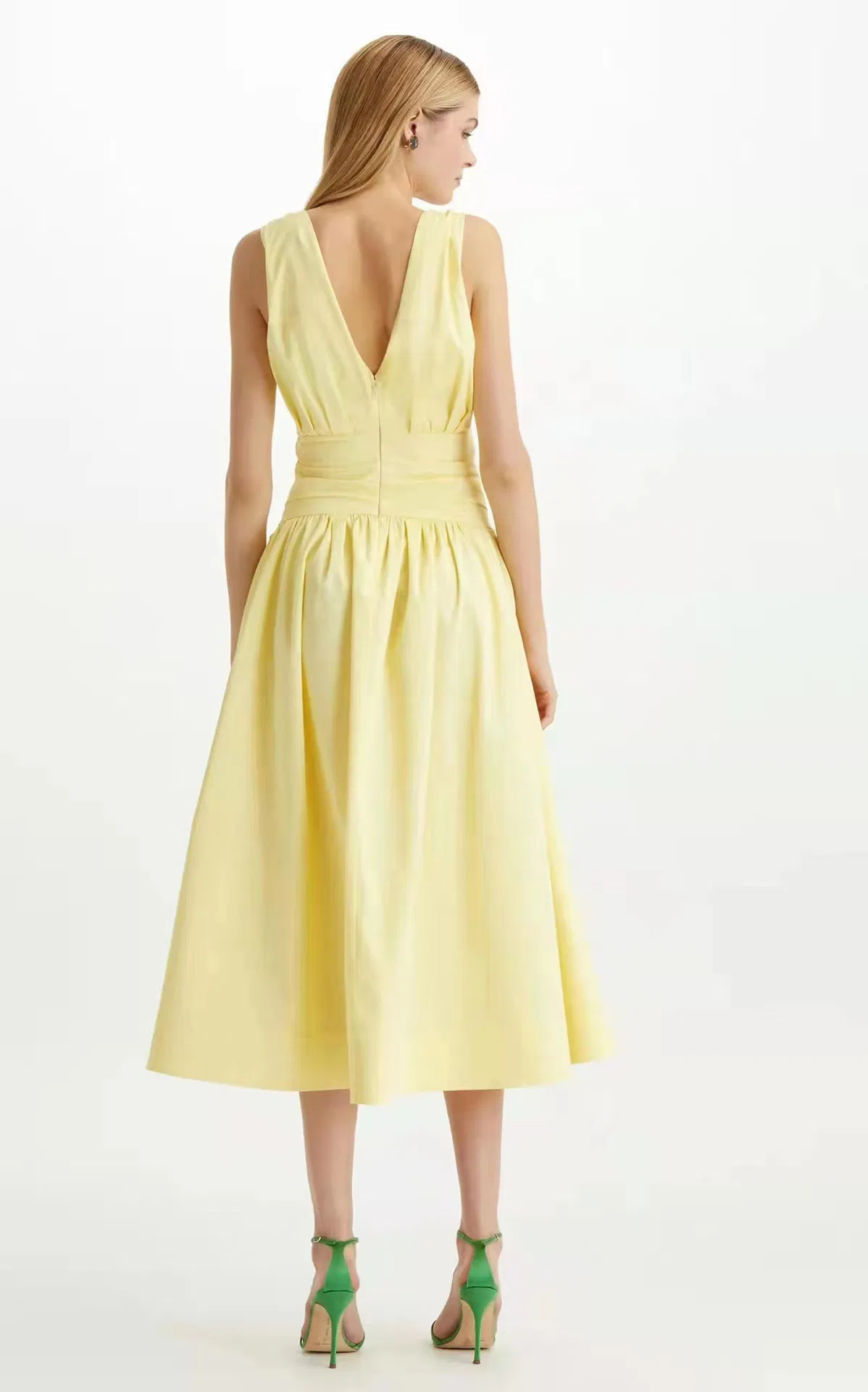 Vestido de playa sin mangas más largo de verano para mujeres con escote en V