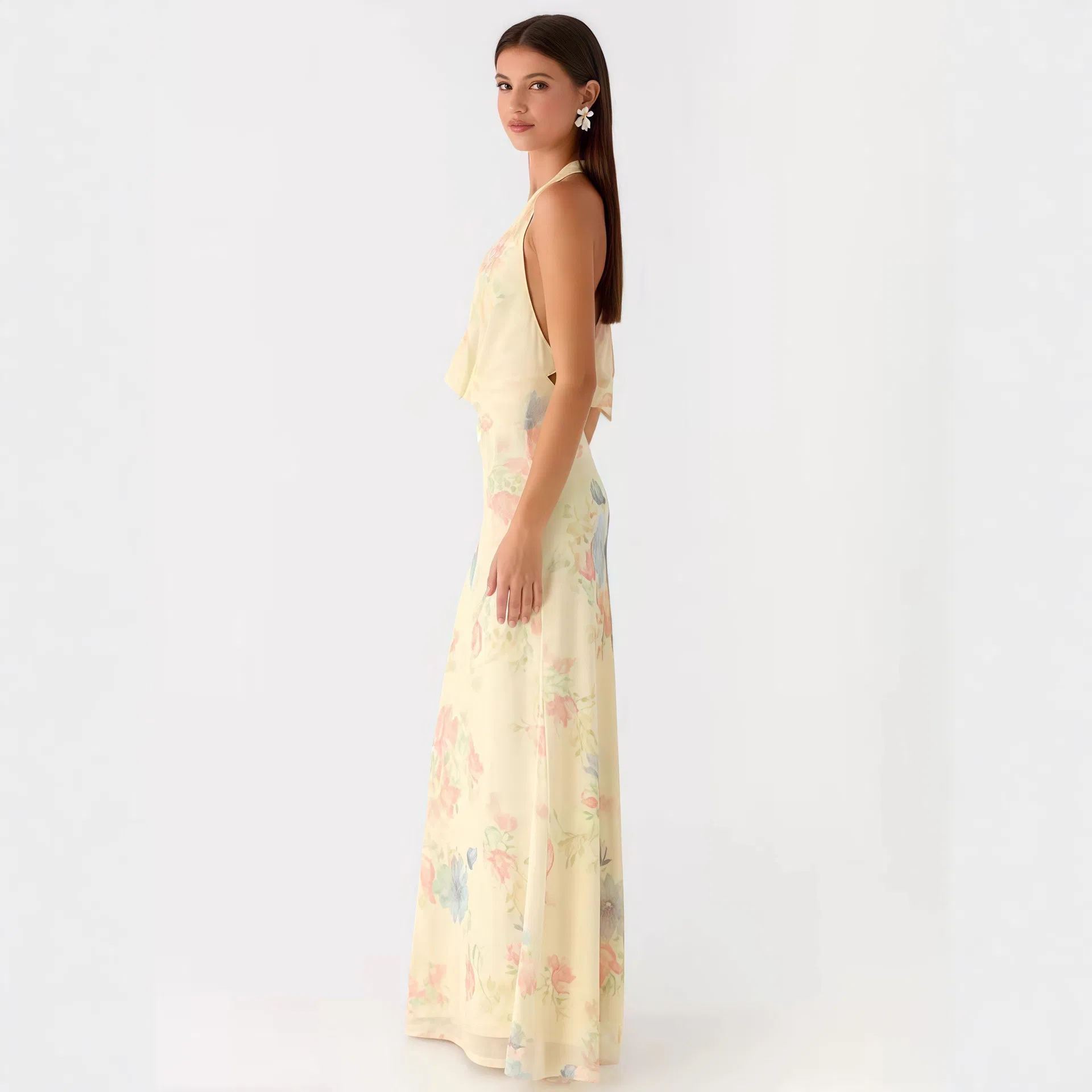 Vestido largo sin mangas de estampado floral para mujeres, invitada de boda, vestido de vacaciones