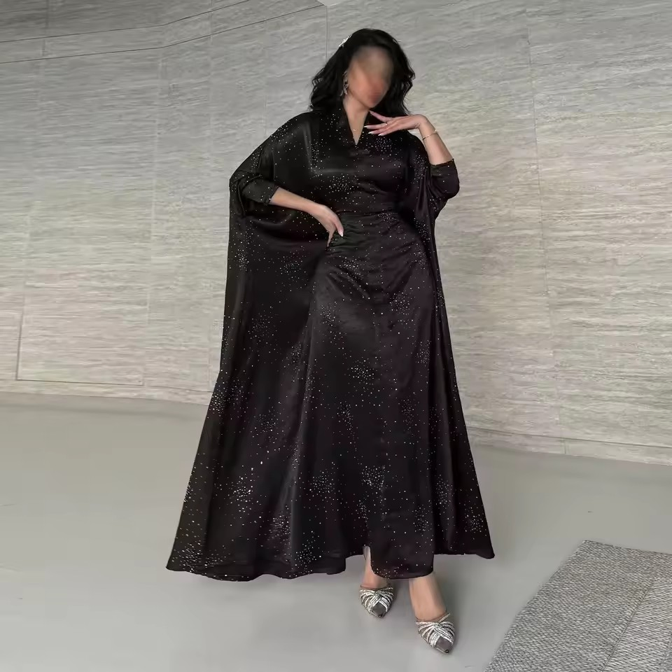 Vestido de noche musulmán de manga larga, transpirable y a la moda