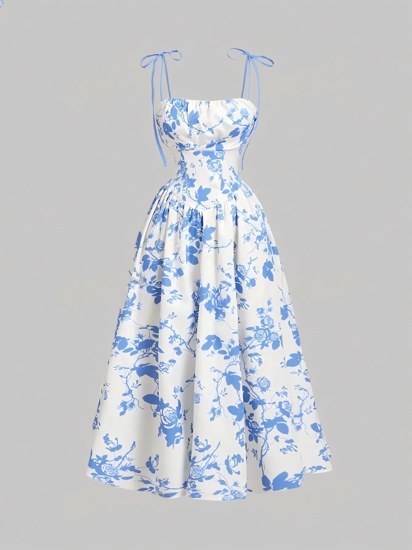 Vestido largo de vacaciones ajustado en línea A con escote cuadrado para mujer