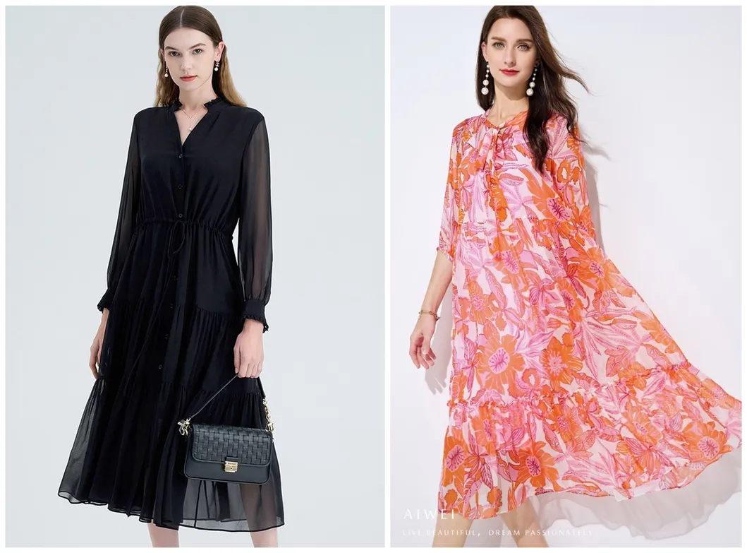 Vestido de Seda para Mujer 2022 Primavera Nueva Falda en A Personalizada Impresa en Seda