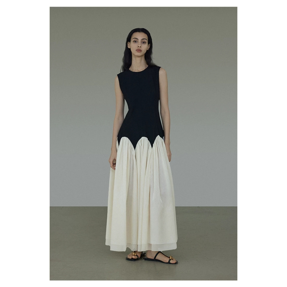 Vestido maxi sin mangas de cuello redondo personalizado al por mayor para mujeres de China, diseño de alta calidad, ajuste ceñido, casual, ideal para resorts para damas