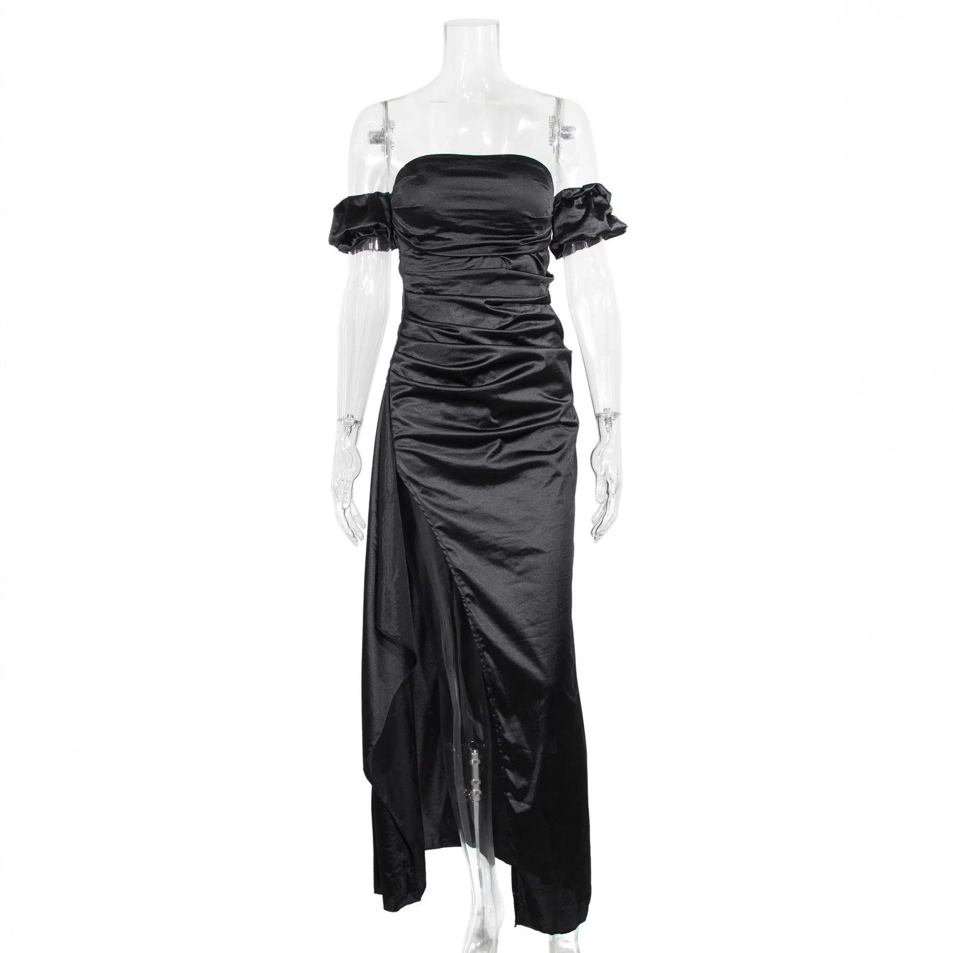 Vestido de Noche Plisado con Alta Abertura Elegante para Mujeres