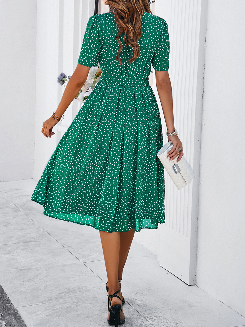 Vestido de verano A-line vintage para mujeres con lunares retro