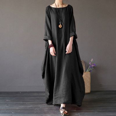 Vestidos casuales de alta calidad para mujeres, vestidos de verano de lino, talla adulta, de manga larga, sueltos, hechos de gasa, vestido de lujo para mujeres
