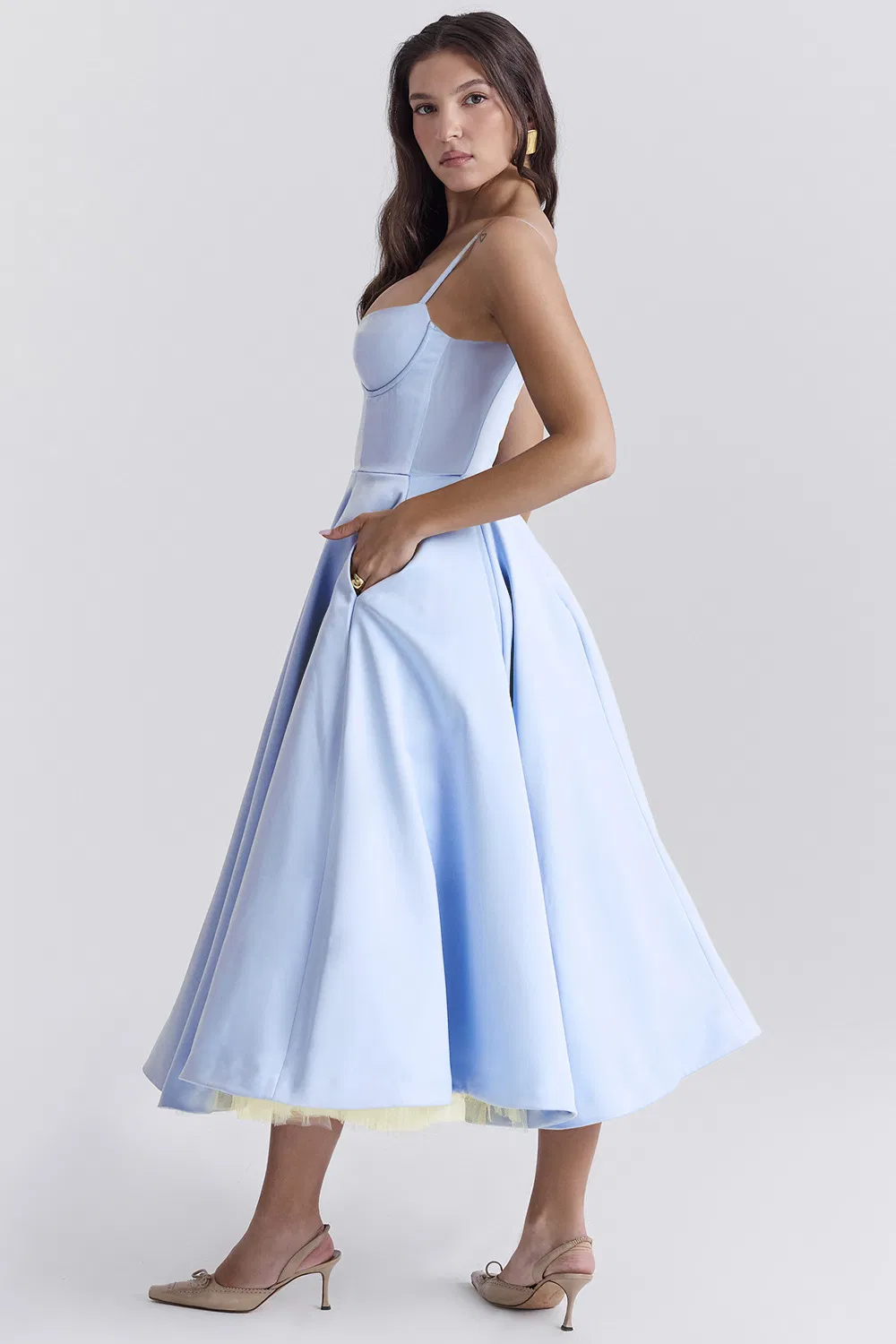 Nueva llegada vestido de verano de doble tirante para mujeres, elegante ropa de dama