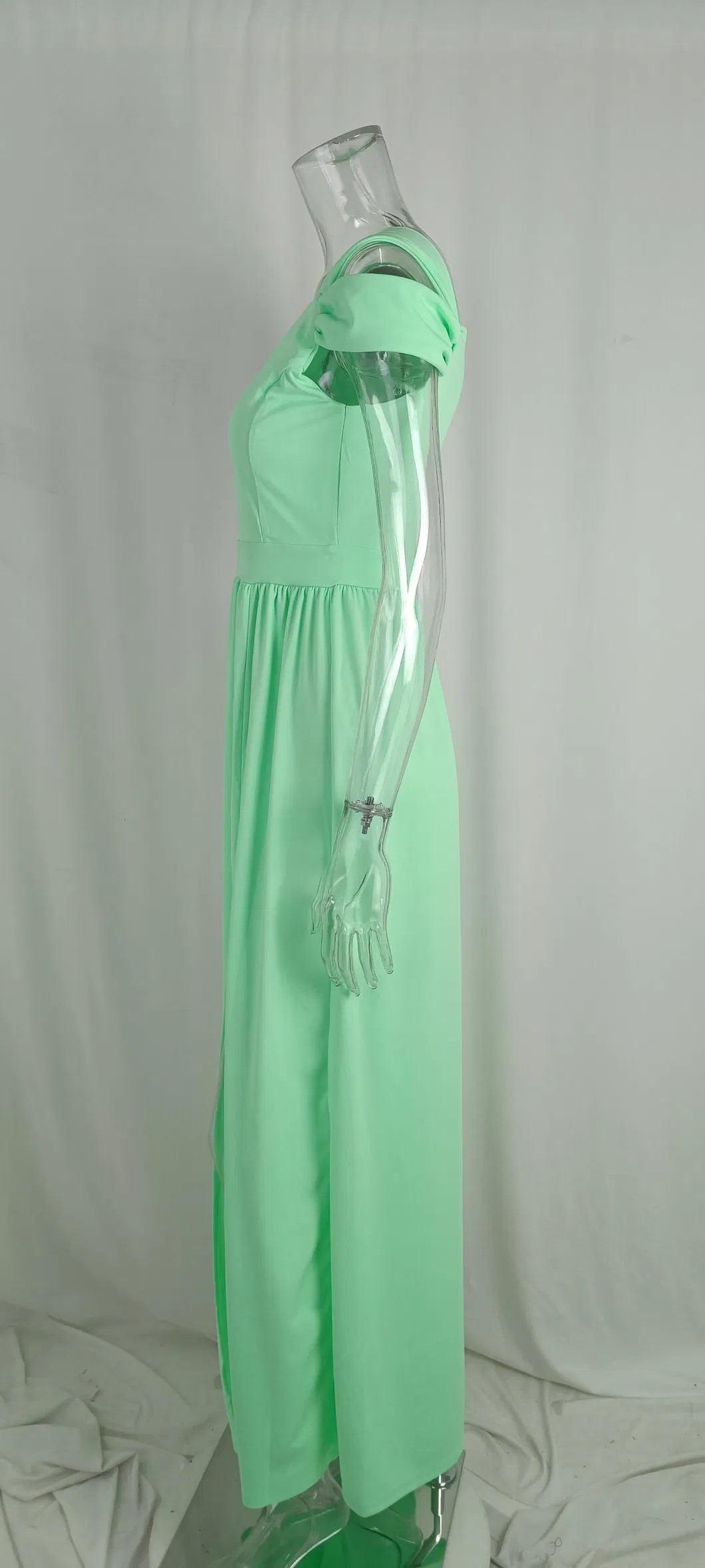 Venta Caliente Ropa Casual de Verano de Alta Calidad Vestido Elegante con Abertura Vestido de Noche para Mujeres Fiesta