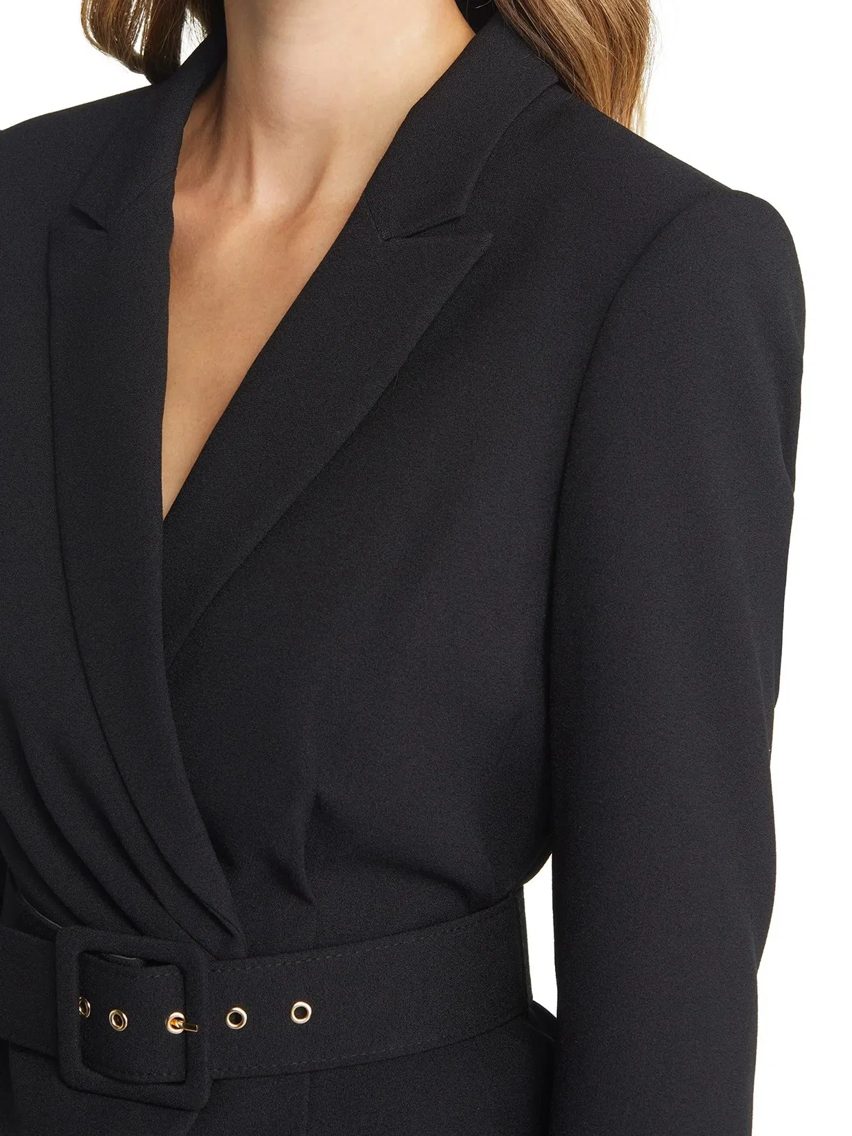Conjunto de traje de blazer y falda recta de dos piezas con cinturón - Ropa de oficina para mujeres (talla grande)