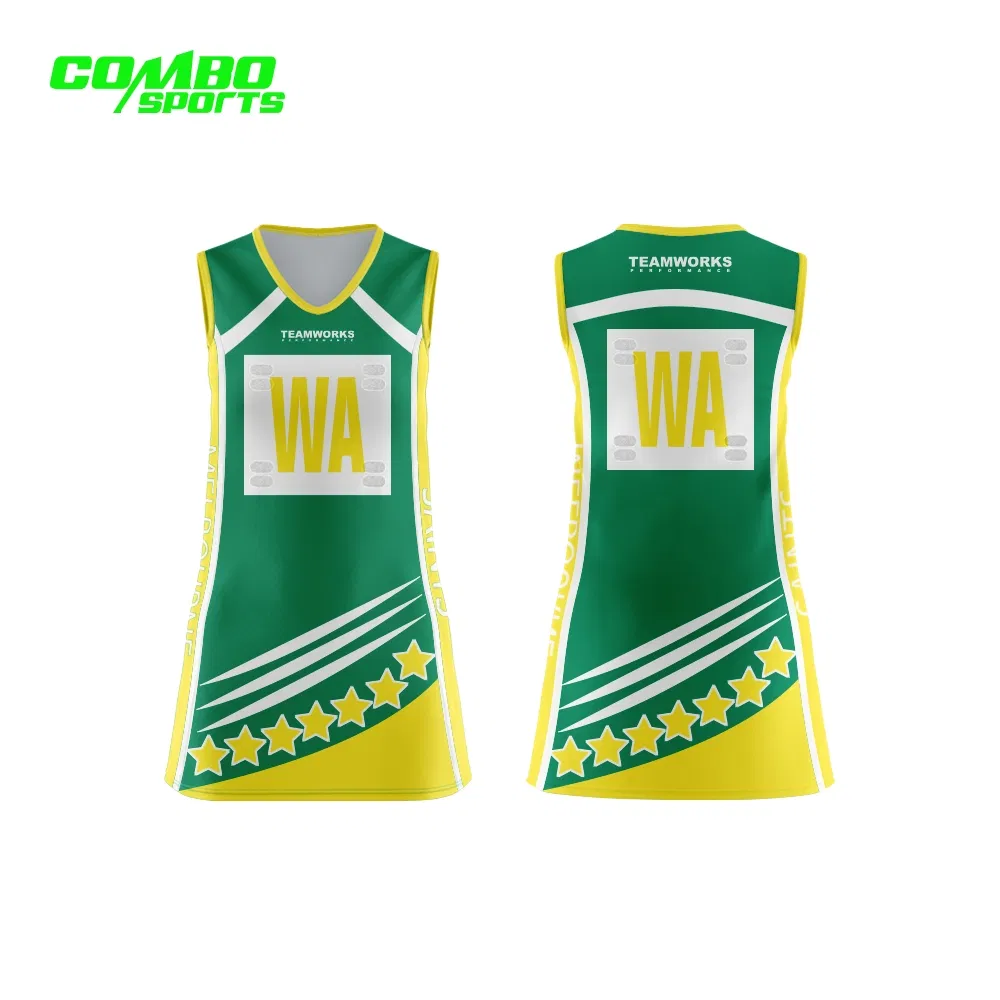 Vestido de netball personalizado para mujeres a la moda con diseño gratuito
