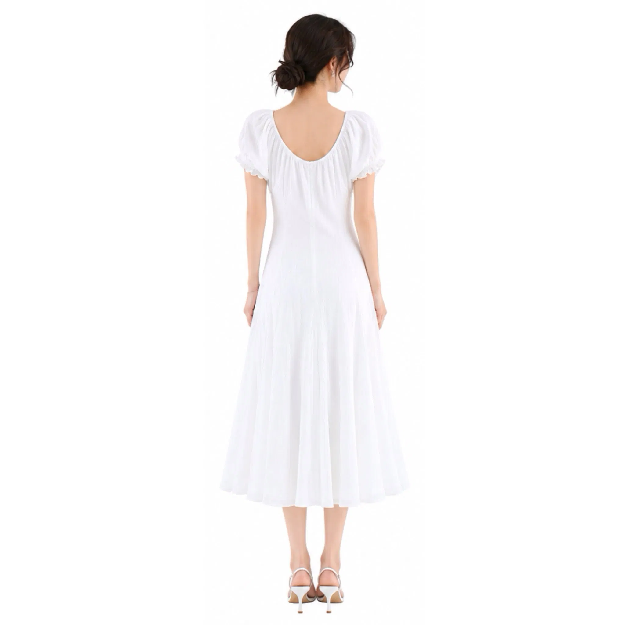 Vestido midi con fruncido en el busto y lazo en la parte delantera unisex, vestido de dos colores para mujeres, vestido de estilo swing