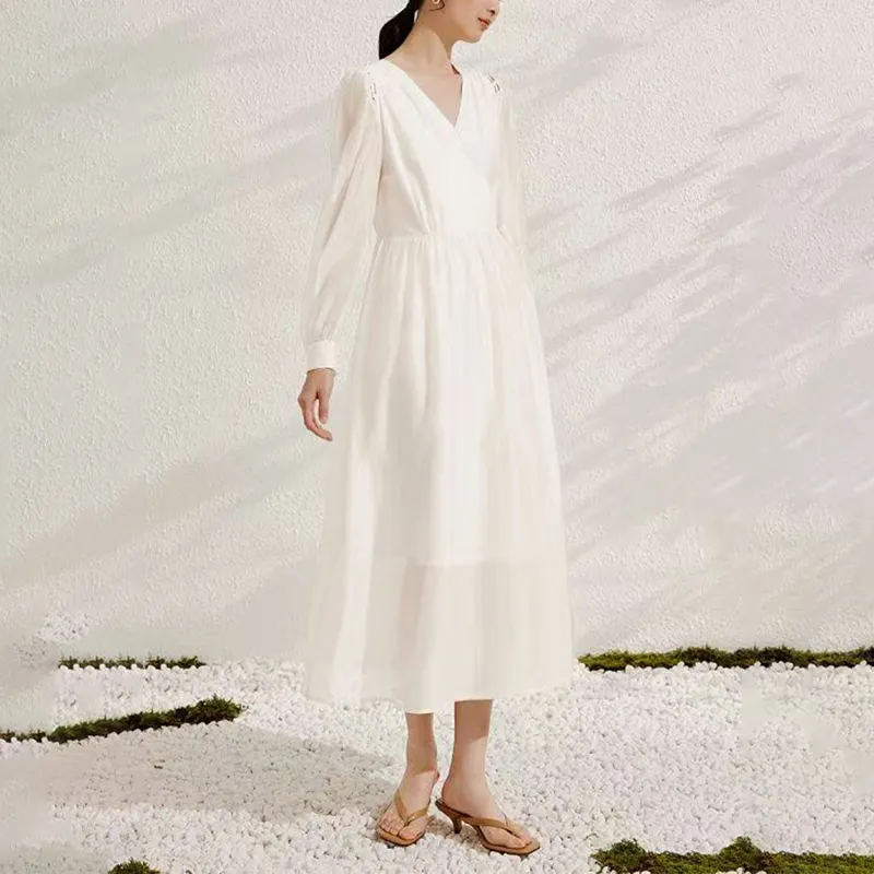 Vestido de lujo con cordones de línea delgada estilo francés para mujeres
