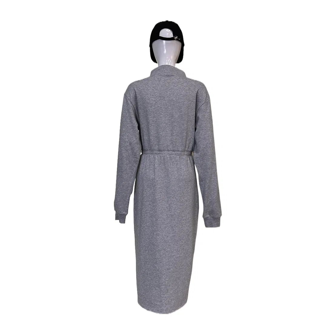 Nuevo vestido elegante de cuello alto, cintura alta y abertura para mujeres, traje casual de moda
