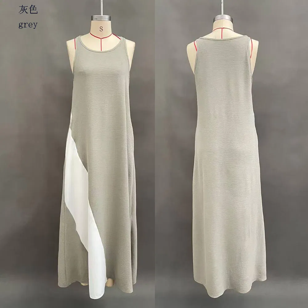 Vestido sin mangas holgado y casual para mujeres con bolsillos