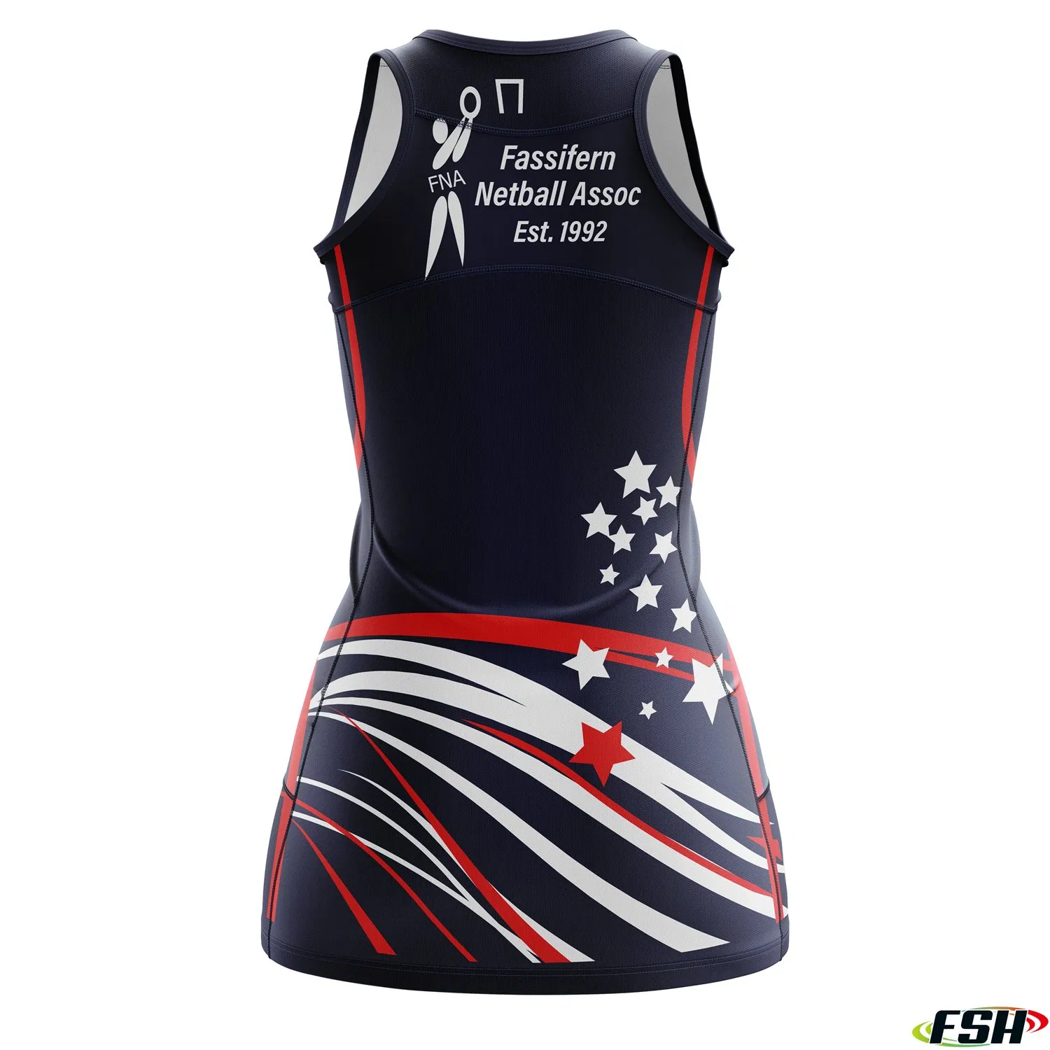 Vestido de netball para mujer, hecho a medida, con impresión de sublimación completa, forma del cuerpo, transpirable y de secado rápido