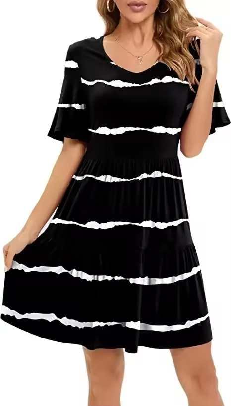 Vestido de una pieza casual impreso para mujer - Falda de media longitud