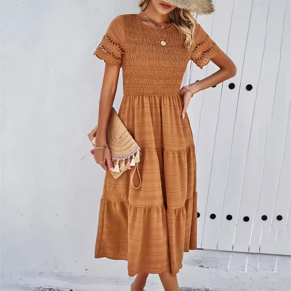 Primavera Nuevo Diseño Chic Vestidos Mini para Mujeres Hueco Cintura Adelgazante