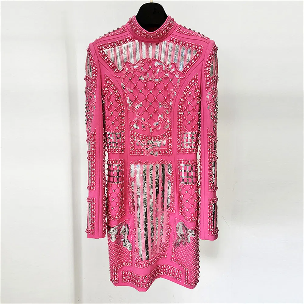 Vestido largo de fiesta elegante para mujeres con lentejuelas y diamantes