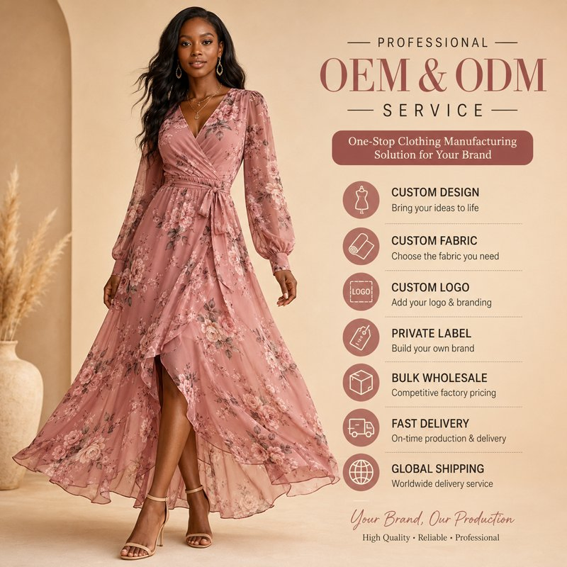 Fábrica de vestidos casuales impresos personalizados para diseño de logotipos de boutique y pedidos de impresión de moda