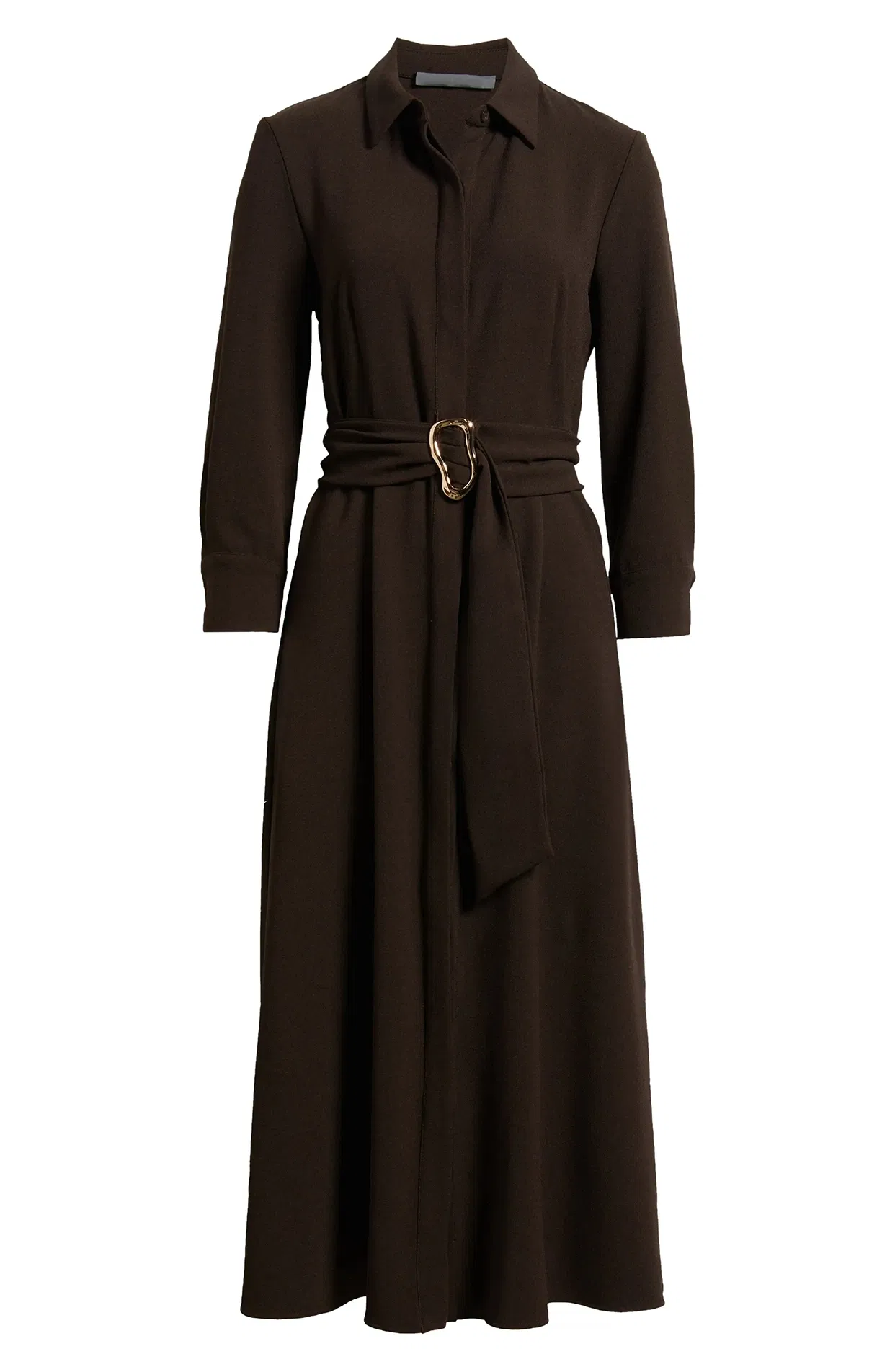 Vestido Midi Camisero con Cinturón para Mujeres
