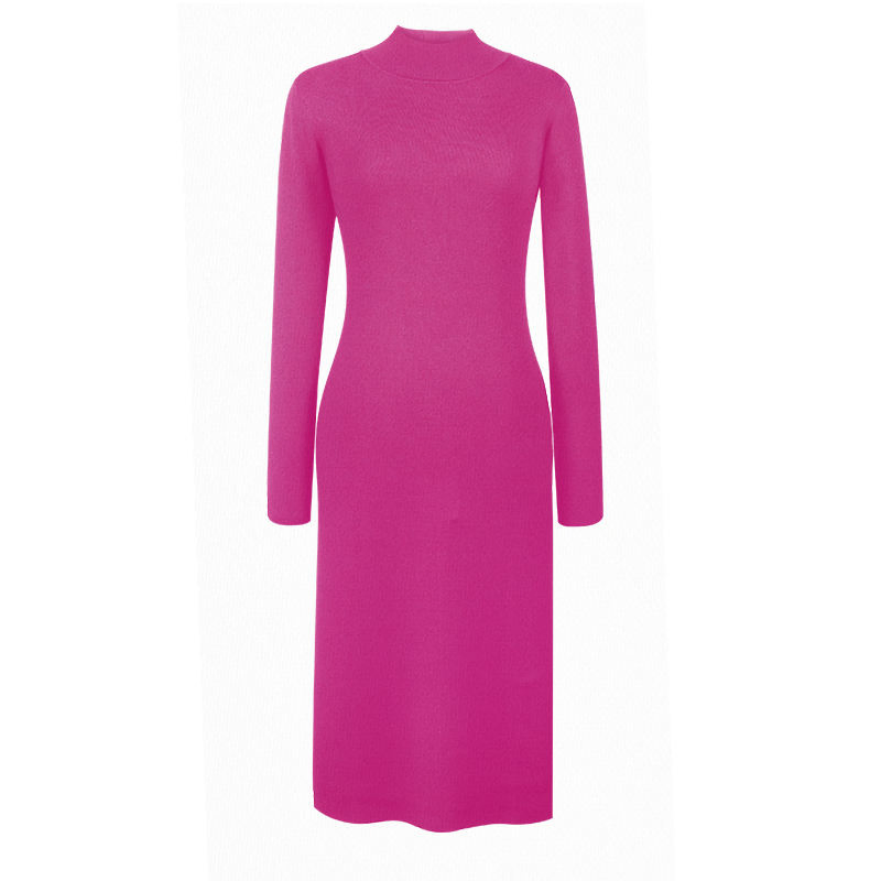 Vestido de oficina elegante para mujeres, vestido ajustado de talla grande hasta la rodilla, vestido de cóctel blanco de color sólido, vestido de suéter para otoño