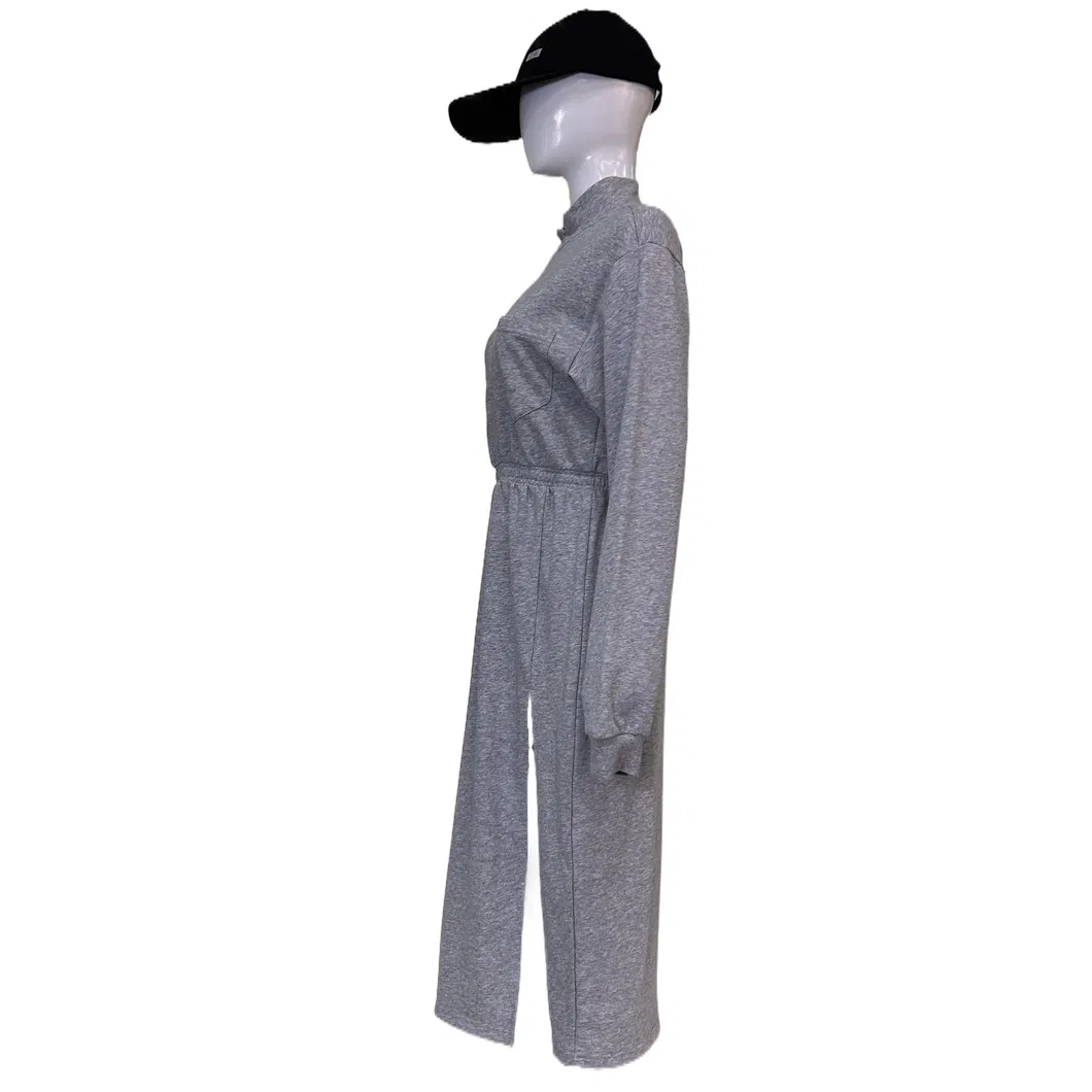 Nuevo vestido elegante de cuello alto, cintura alta y abertura para mujeres, traje casual de moda