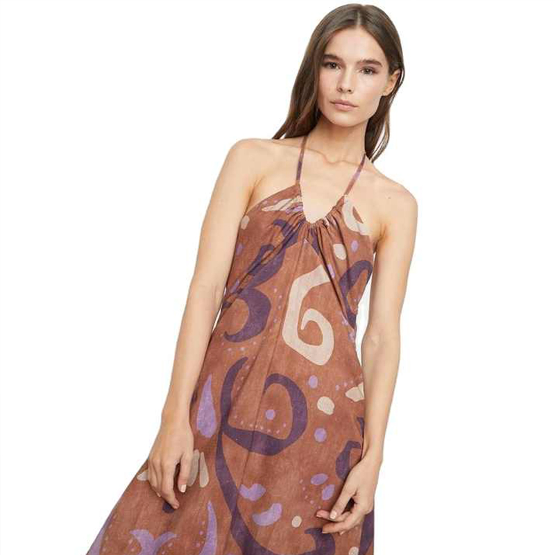 Vestidos de tirantes sin mangas de moda femenina de alta calidad, vestidos casuales impresos de verano, vestido sexy de estampado