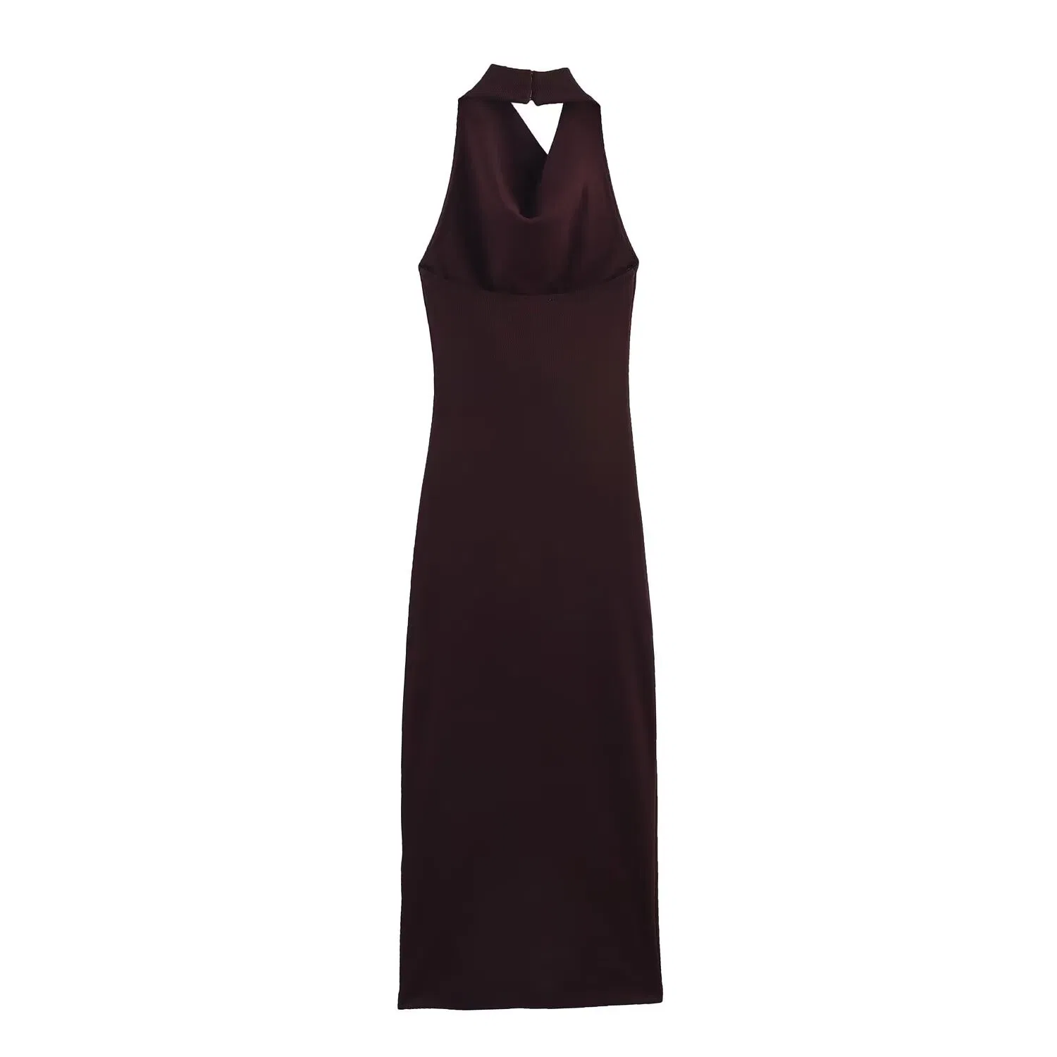 Vestido Sexy de Moda de Punto Acanalado Sin Espalda con Cuello Halter Vestido MIDI Estilo Casual de Vacaciones para Mujeres Boutique de Ropa Personalizada Ropa de Estilo Europeo