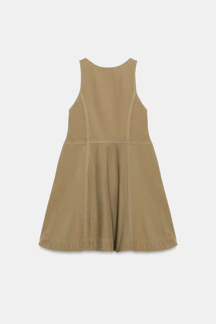 Vestido mini sin mangas de color sólido para mujer, con botones en la parte delantera, ajuste holgado, vestido de tanque con escote redondo