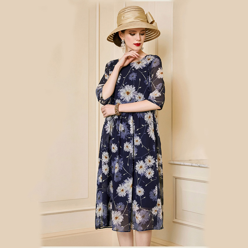 Vestido de Seda para Mujer 2022 Primavera Nueva Falda en A Personalizada Impresa en Seda