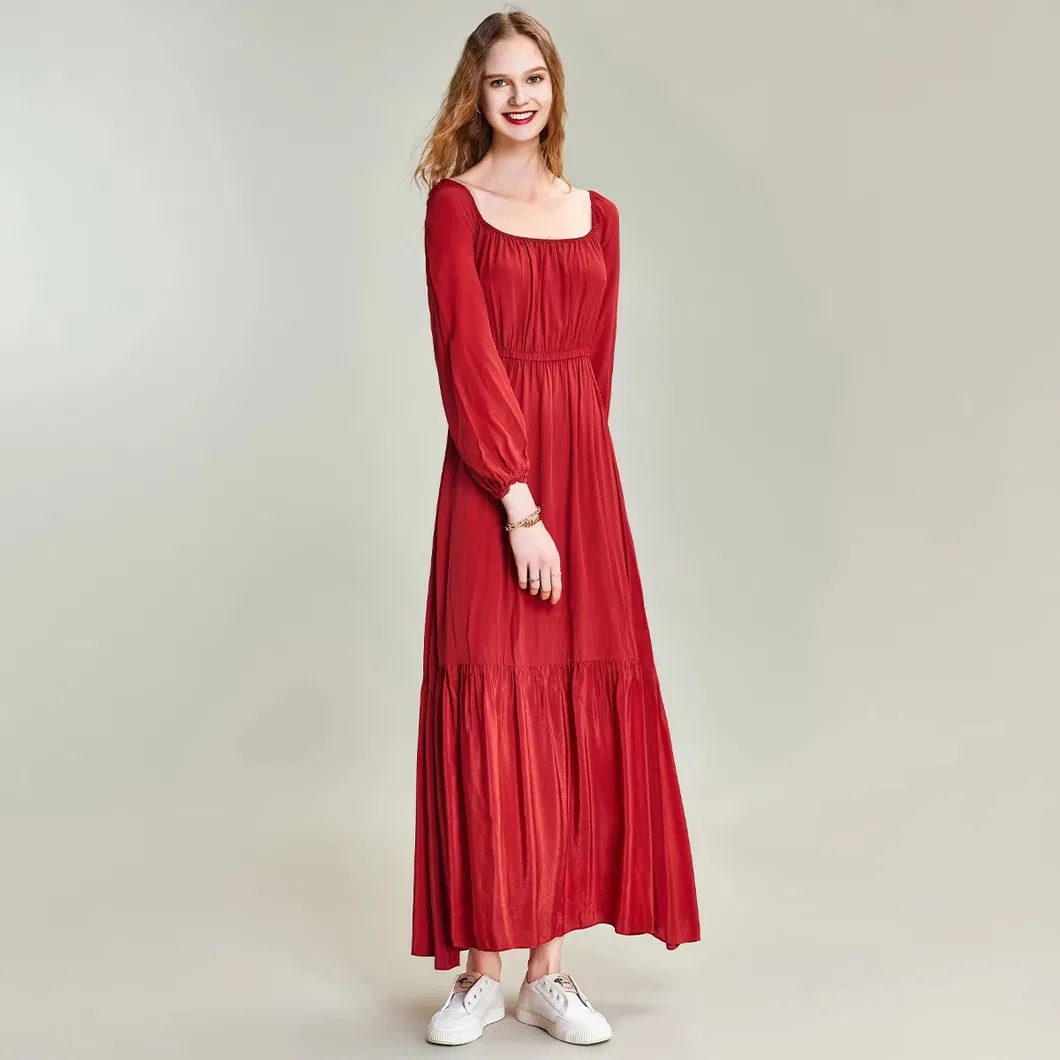 Venta al por mayor de fábrica Vestidos de seda de alta calidad para mujeres Ropa vintage Vestido largo de verano para fiesta y noche