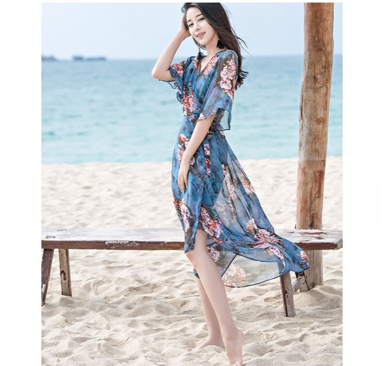Verano 2020 Moda Sexy Beach Chiffon Imprimir de la mujer vestido de dos piezas