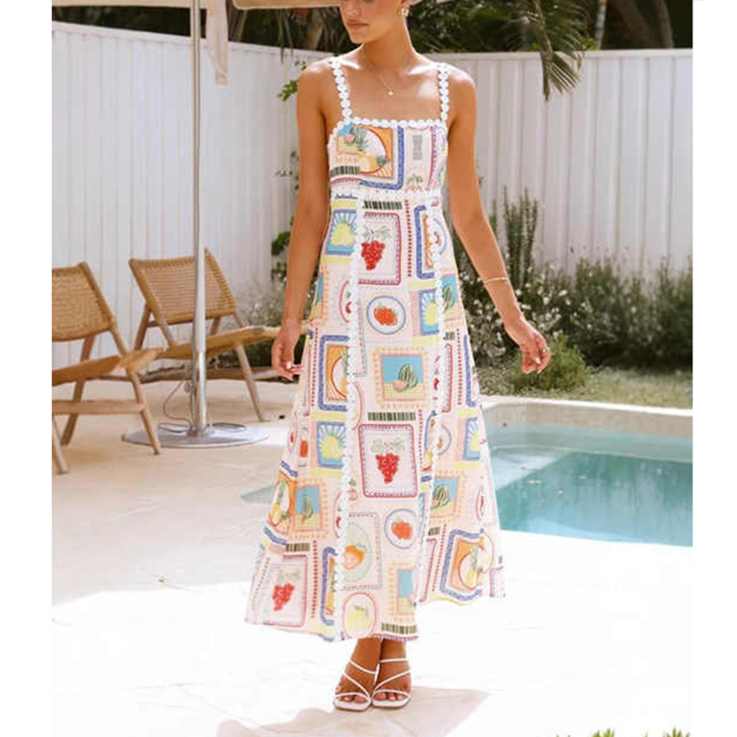2025 Vestido Maxi Vintage para Mujeres Casual Sexy con Cintura Imperio