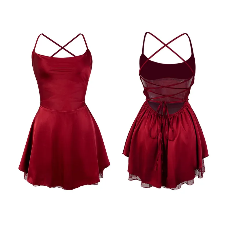 Vestido de verano para mujer, elegante, con cuello cuadrado, plisado, sexy, corto, mini vestido