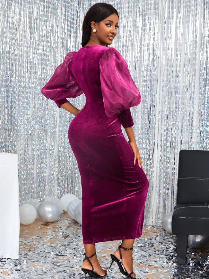 Vestido largo de alta gama para mujeres, vestido de noche de temperamento, envío directo