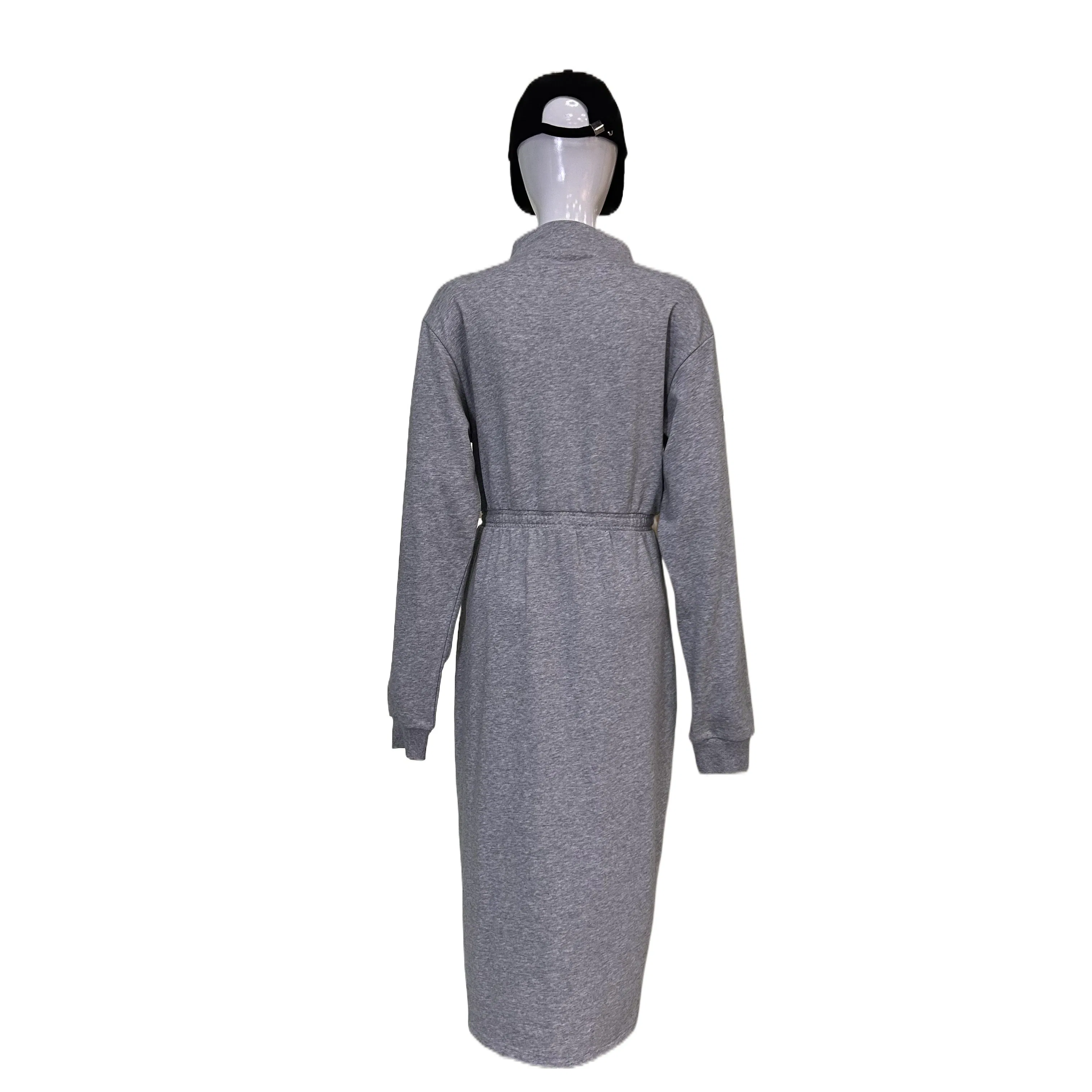Nuevo vestido elegante de cuello alto, cintura alta y abertura para mujeres, traje casual de moda