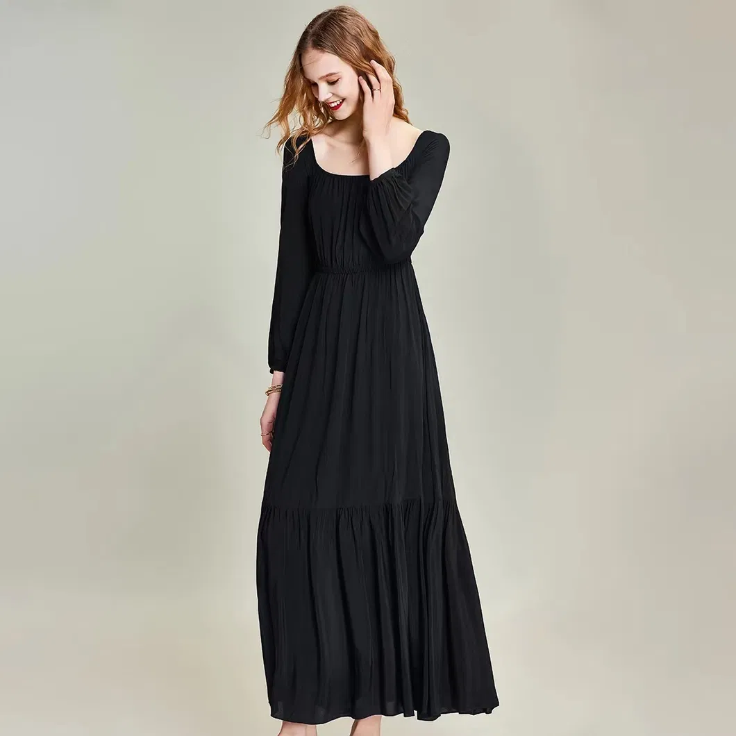 Venta al por mayor de fábrica Vestidos de seda de alta calidad para mujeres Ropa vintage Vestido largo de verano para fiesta y noche