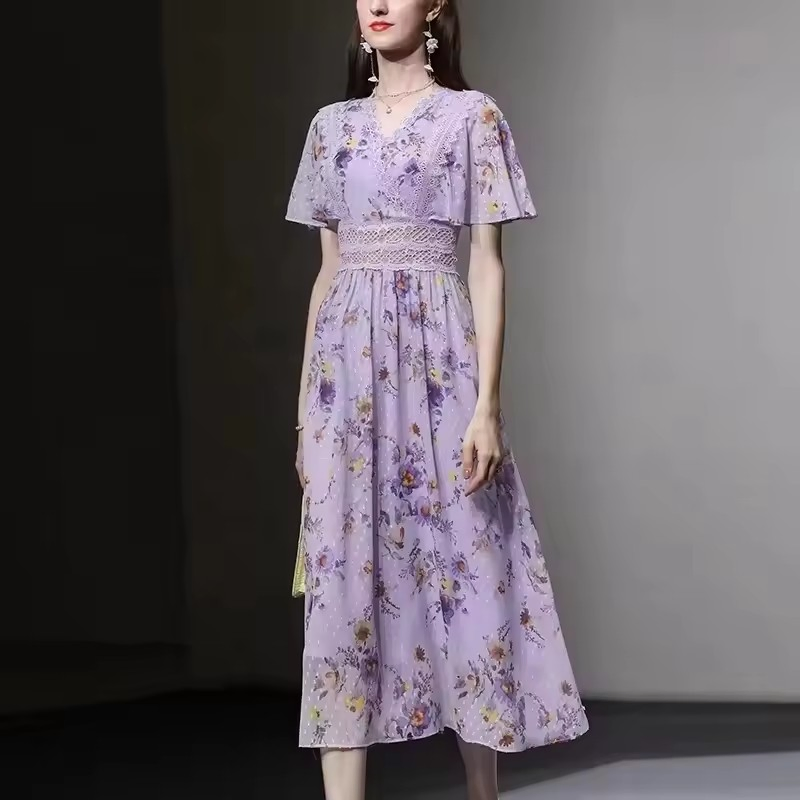Vestido de chiffon oversized de longitud a la rodilla para mujeres, impreso con cera africana de alta calidad, hecho en una fábrica natural china para el día
