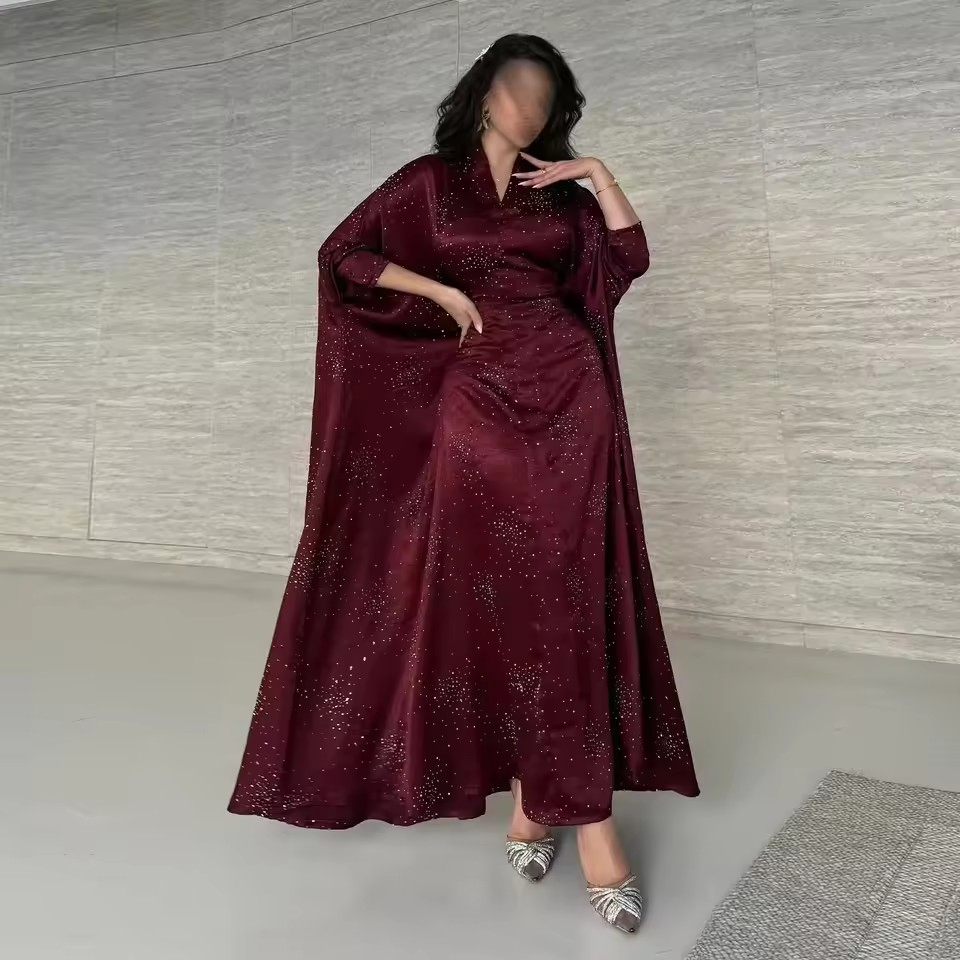 Vestido de noche musulmán de manga larga, transpirable y a la moda