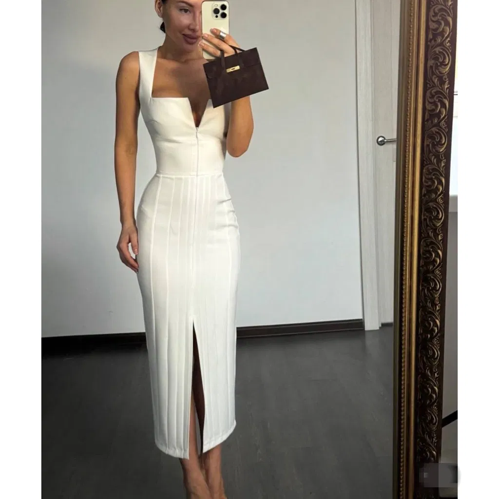 Camiseta sin mangas de lujo ligera de alta calidad para el verano, con cuello cuadrado, vestido de boutique para mujeres