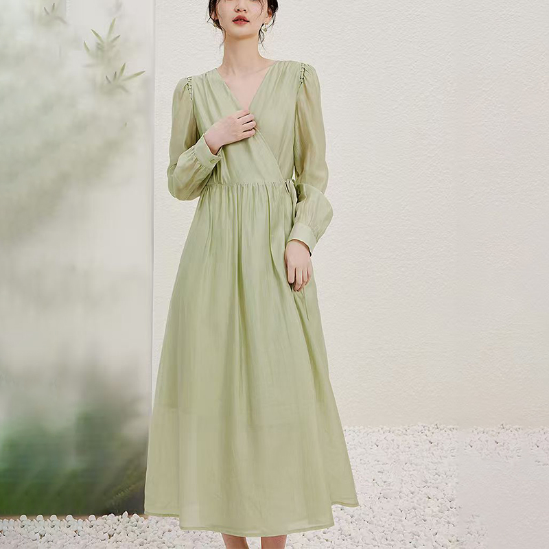 Vestido de lujo con cordones de línea delgada estilo francés para mujeres