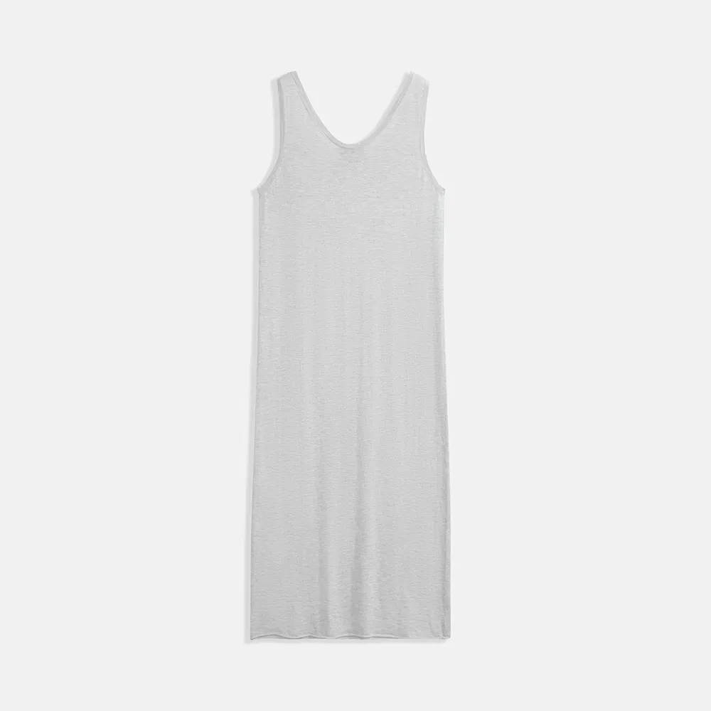 Vestido largo de punto casual para mujer, de ajuste holgado y color puro, con hombros al descubierto